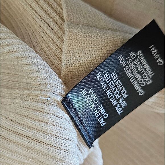 Le 31 Par Simons Cream Knit Partially Sheer Long Sleeve Top Size Medium - Picture 6 of 13